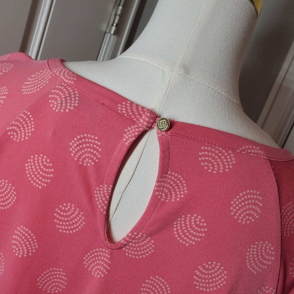Liz Claiborne Coral Pink Women's Keyhole Blouse with Goldtone Hardware Size XL - Picture 7 of 16
